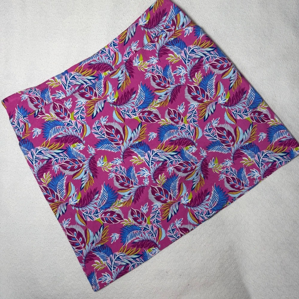 Coral Bay Womens Pink Tropical Leaf Print Pull On Summer Skort Large